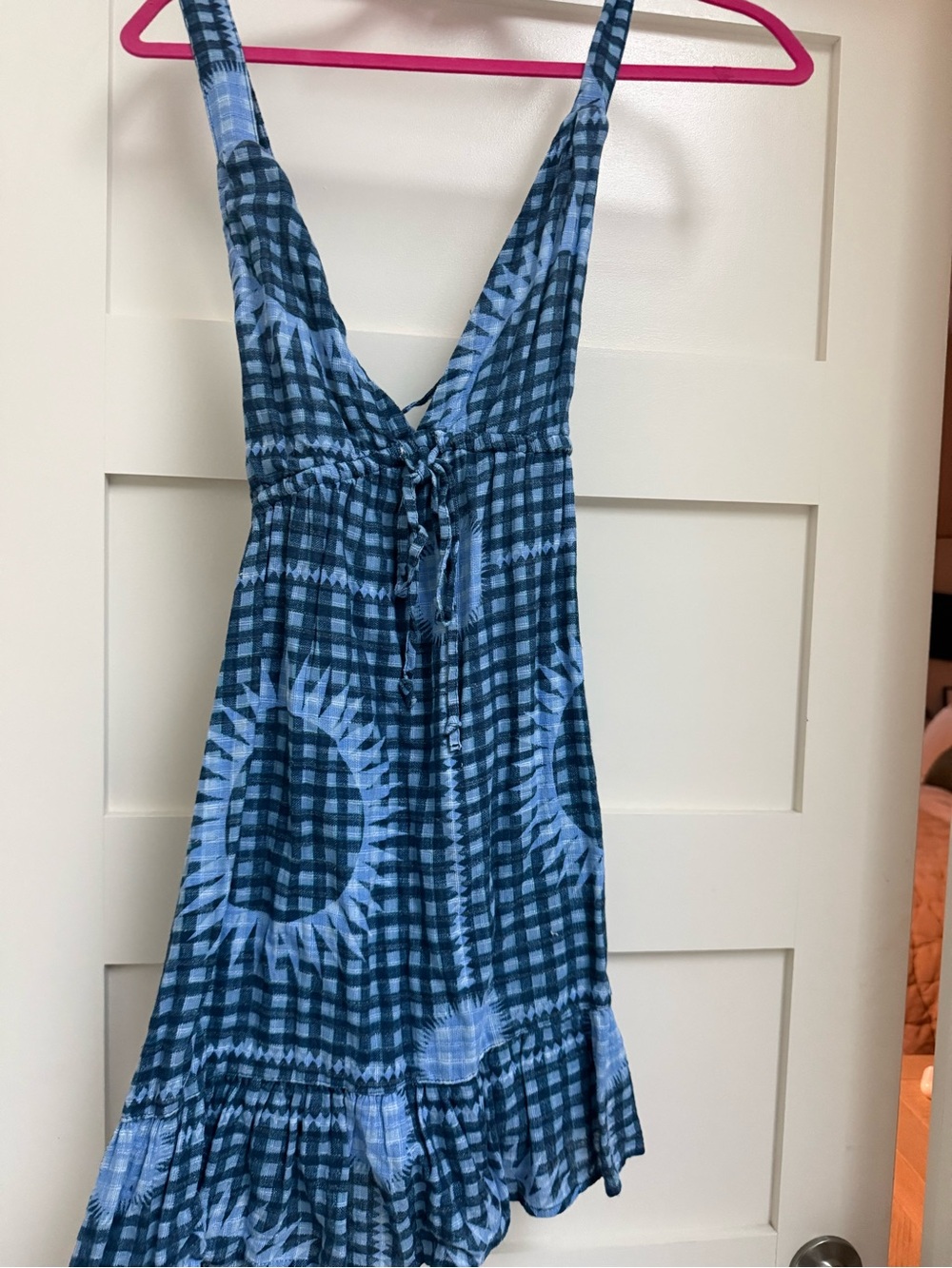 Blue Sundress with Deep V Back